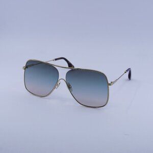 Victoria Beckham VB132S 756 Sunglasses Gold Aviator Frame, Petrol Lenses
